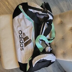 Adidas Black and White Duffel Bag with Mint Accents